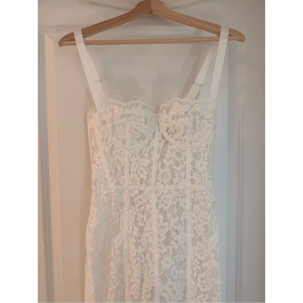 🆕 Helsa the lace column white maxi dress w strap, evening party long dress - Picture 6 of 16